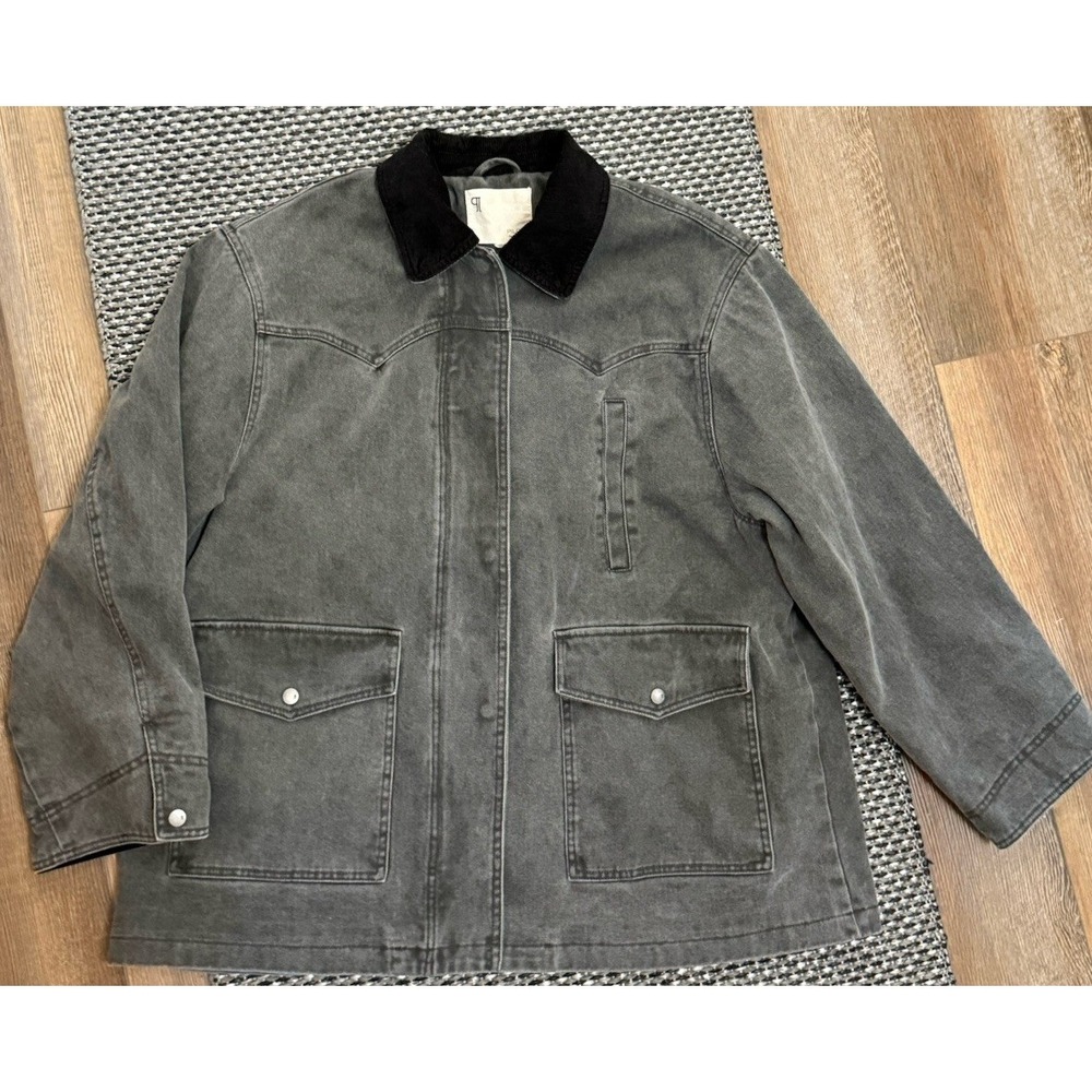 Anthropologie Pilcro Womens Western Denim Barn Jacket Coat Washed Charcoal Sz XL - Picture 5 of 14